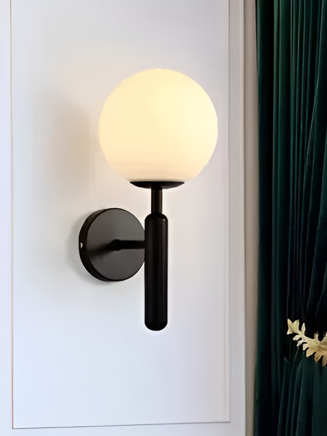 

Areezo Black & White Iron Spherical Contemporary Wall Lamp