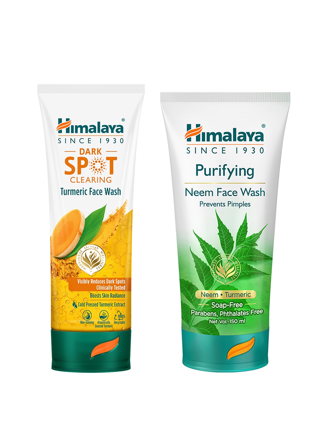 

Himalaya Dark Spot Clearing Turmeric Face Wash 100ml & Purifying Neem Face Wash 150ml, Green