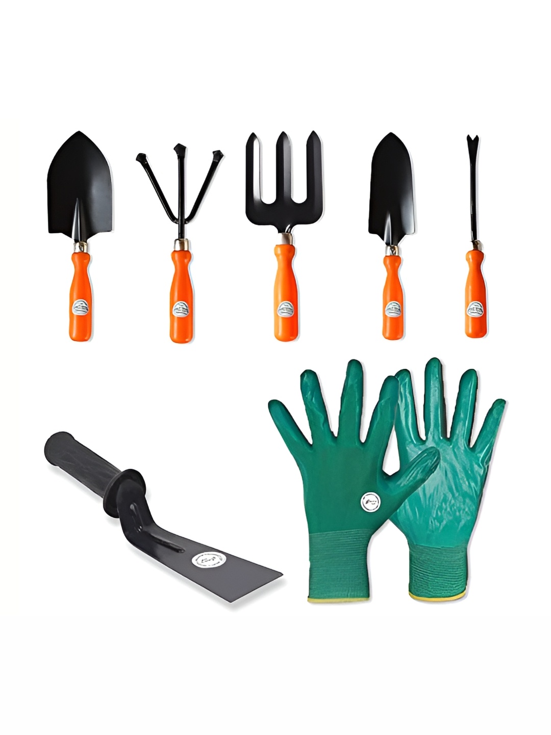 

10club 7 Pieces Black & Green Stainless Steel Garden Tools with Gloves