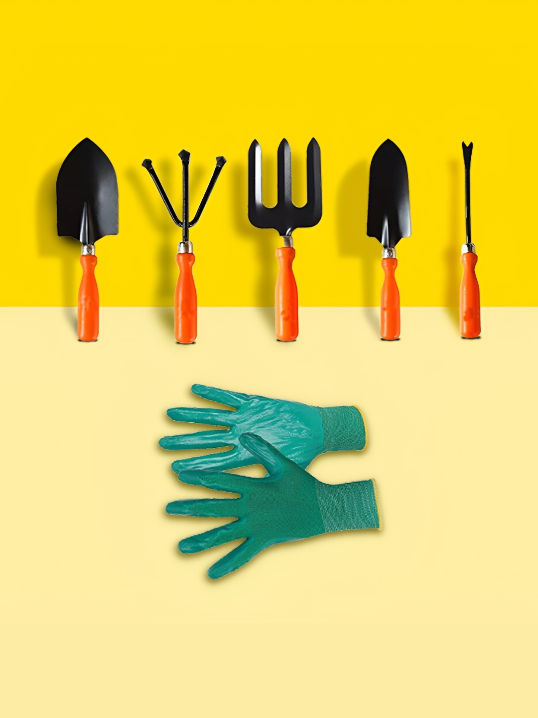 

10club 6 Pieces Black & Green Metal Gardening Tools, Orange
