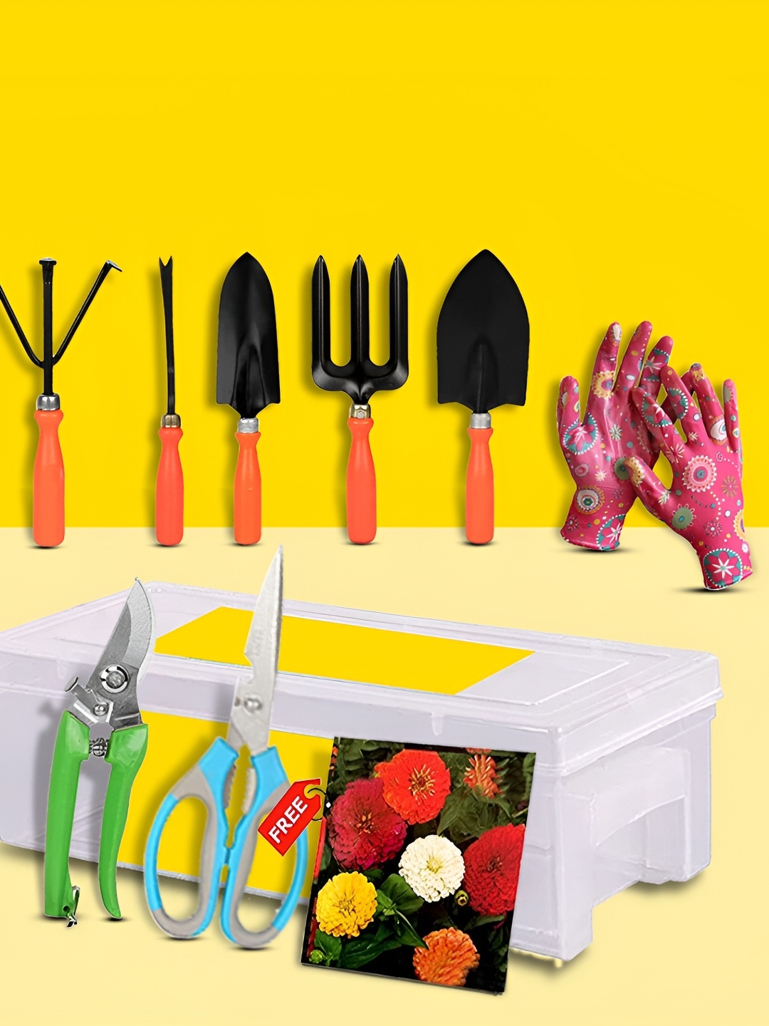 

10club 10 Pcs White & Yellow Garden Tool Set