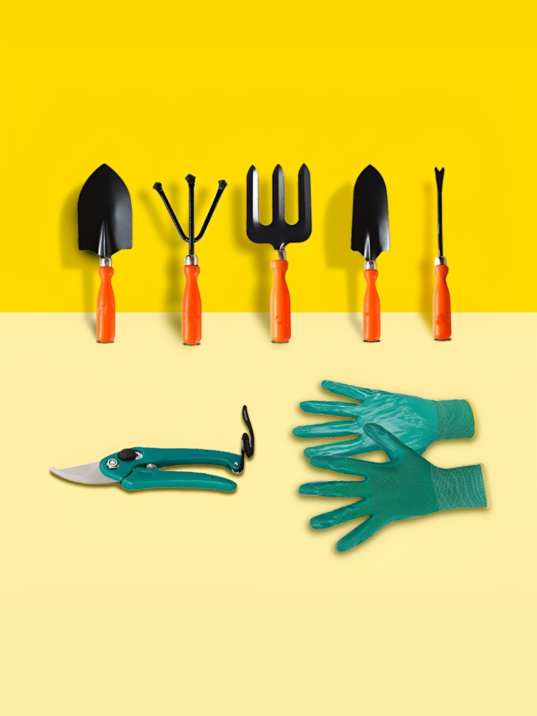 

10club Green & Black 7 Pcs Metal Garden Tool Set