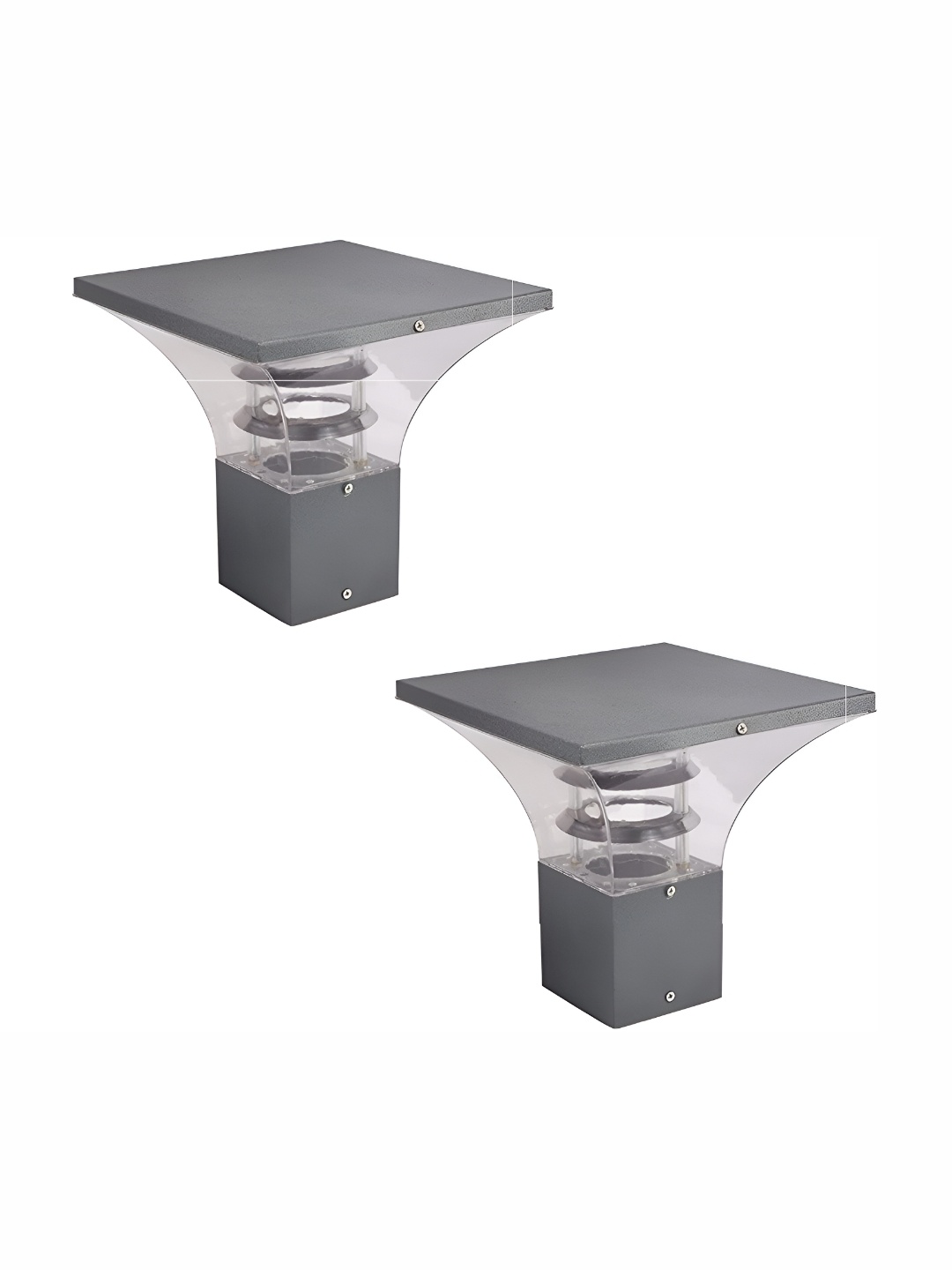

Areezo Transparent & Grey 2 Pcs Outdoor Gate Lamp