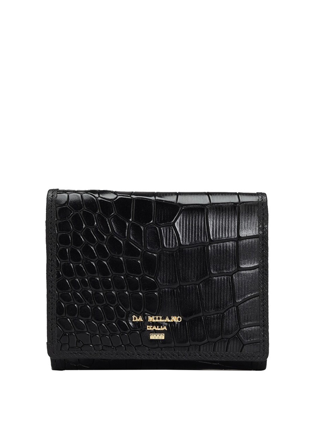 

Da Milano Women Textured Leather Envelope, Black