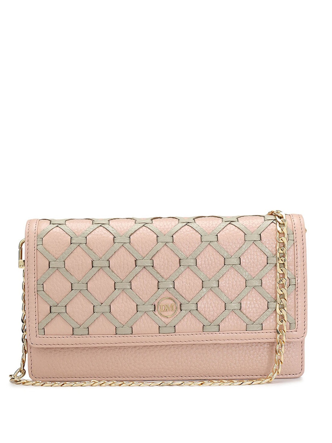 

Da Milano Geometric Textured Leather Sling Strap Envelope, Pink