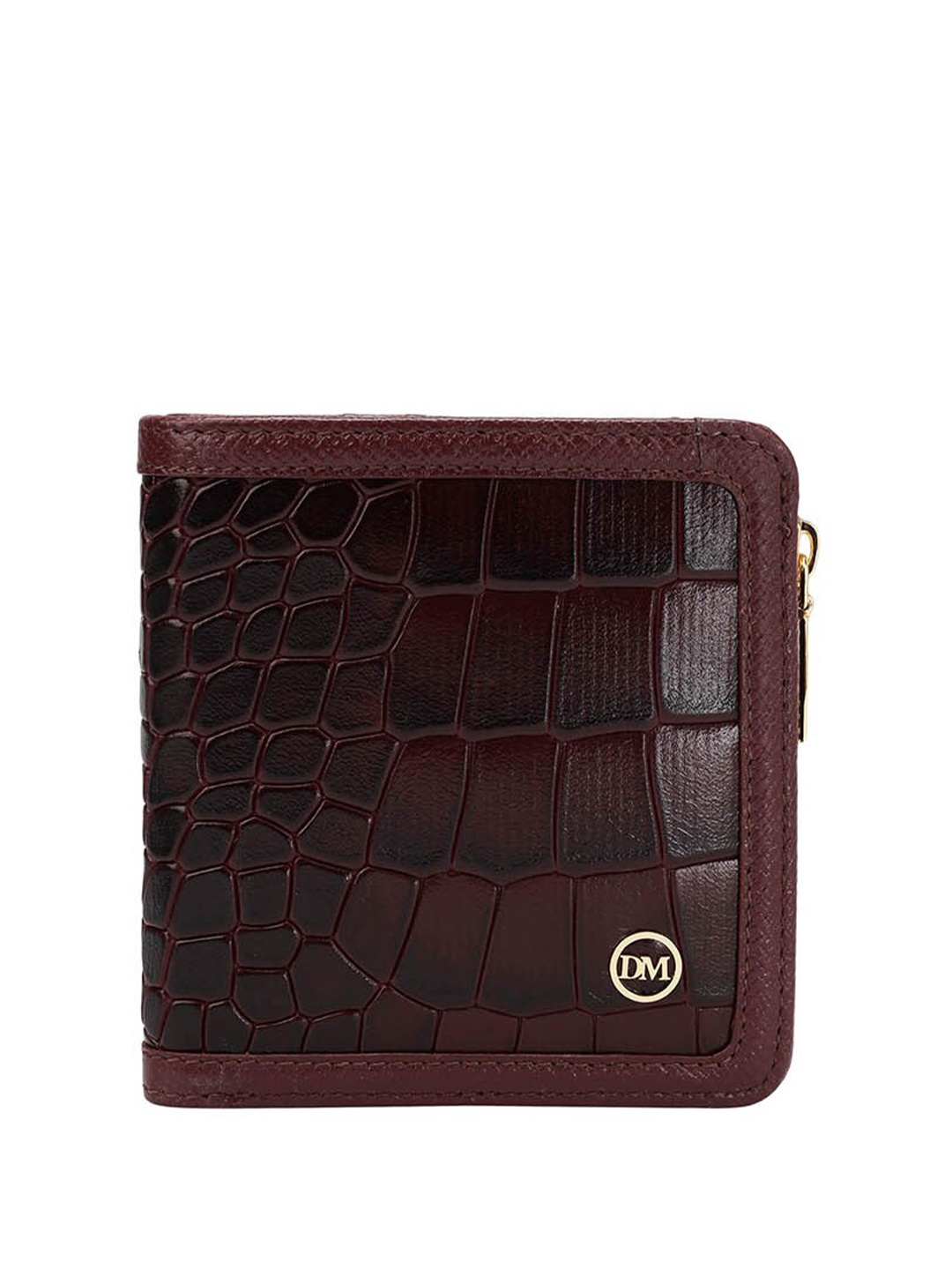 

Da Milano Women Animal Textured Leather Two Fold Wallet, Burgundy