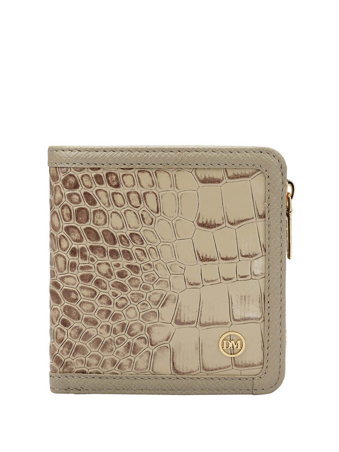 

Da Milano Animal Textured Leather Two Fold Wallet, Beige