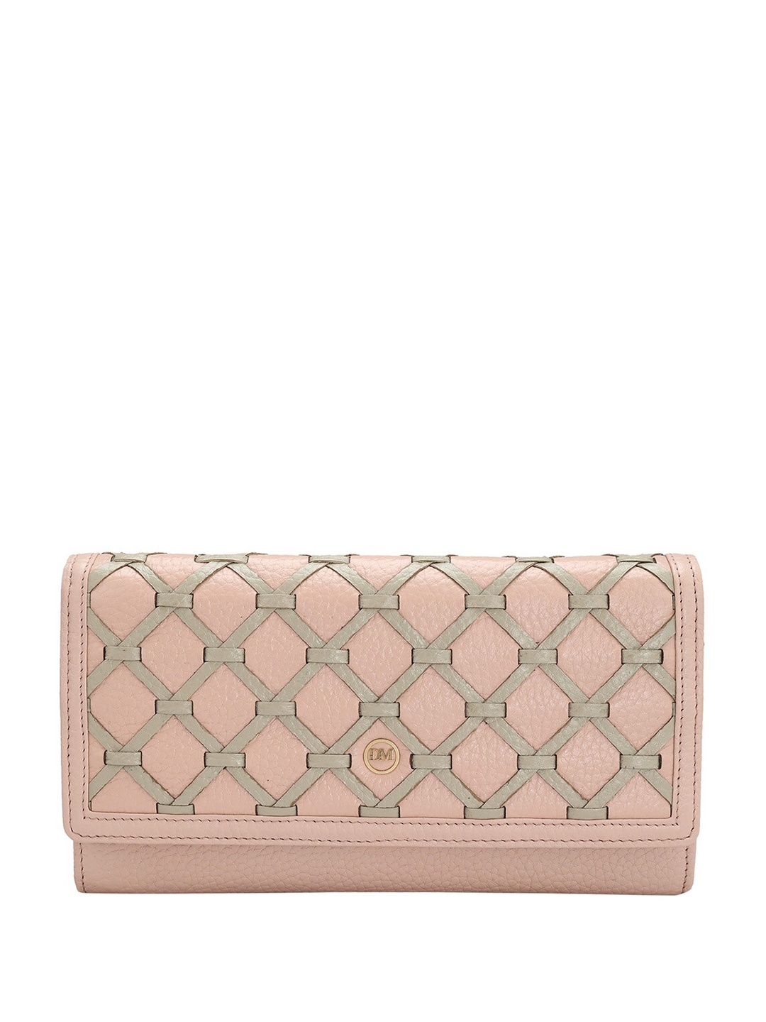 

Da Milano Women Geometric Textured Leather Two Fold Wallet, Pink