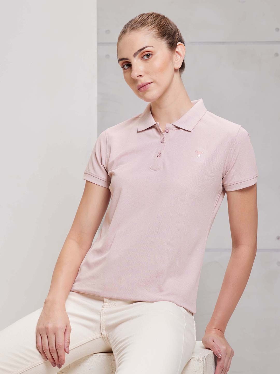 

Technosport SS'24 Polo Collar Short Sleeves Rapid-Dry Slim Fit T-shirt, Pink