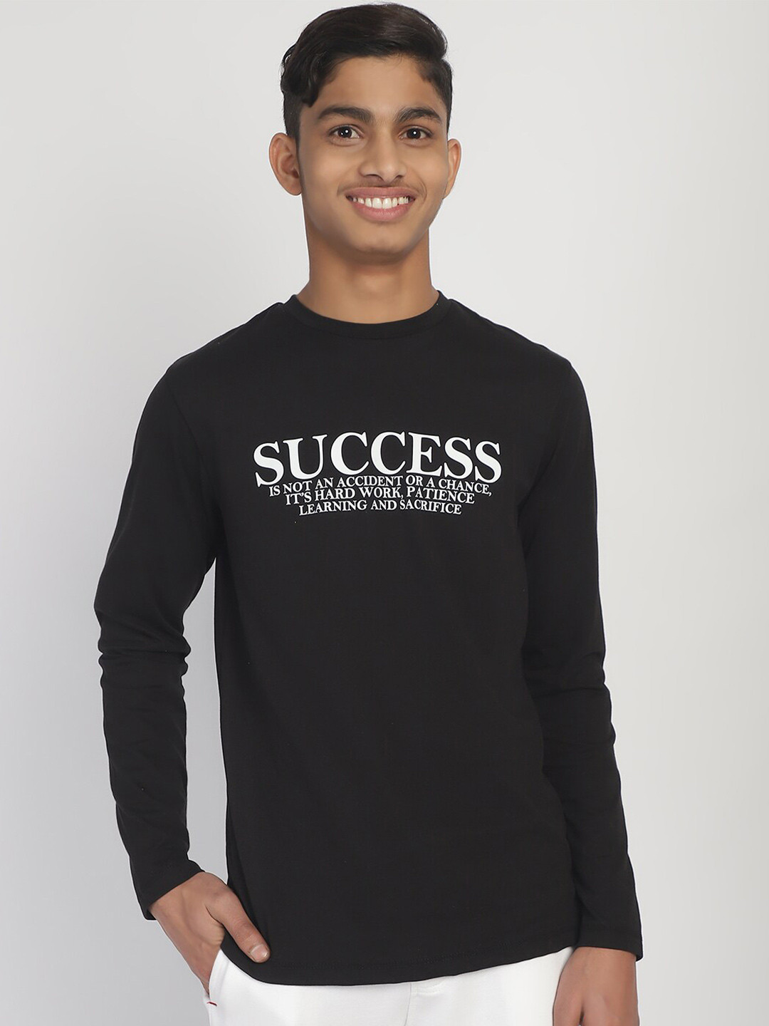 

Rute Boys Typography Printed Cotton T-shirt, Black