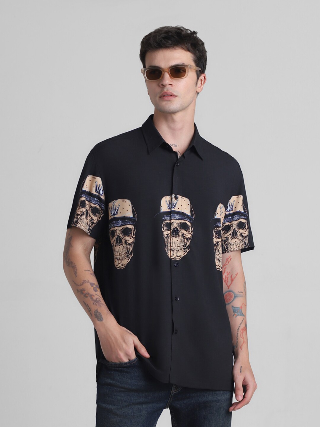 

Jack & Jones Opaque Graphic Printed Casual Shirt, Black