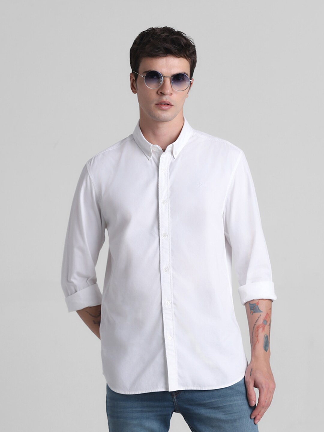 

Jack & Jones Slim Fit Opaque Pure Cotton Casual Shirt, White