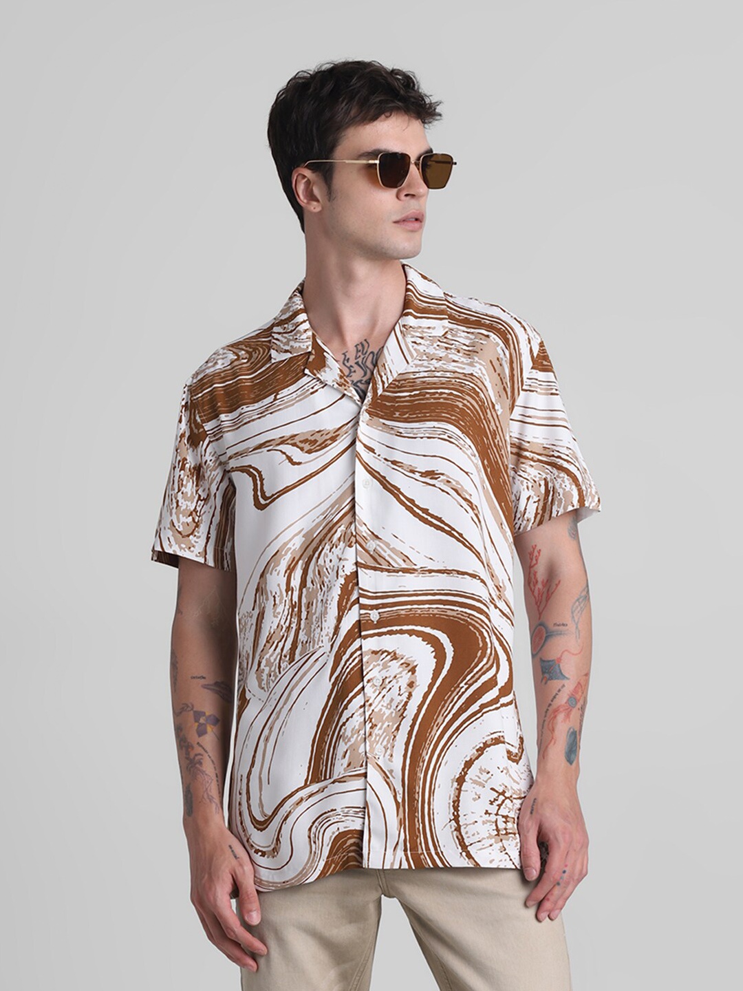 

Jack & Jones Opaque Abstract Printed Casual Shirt, Brown