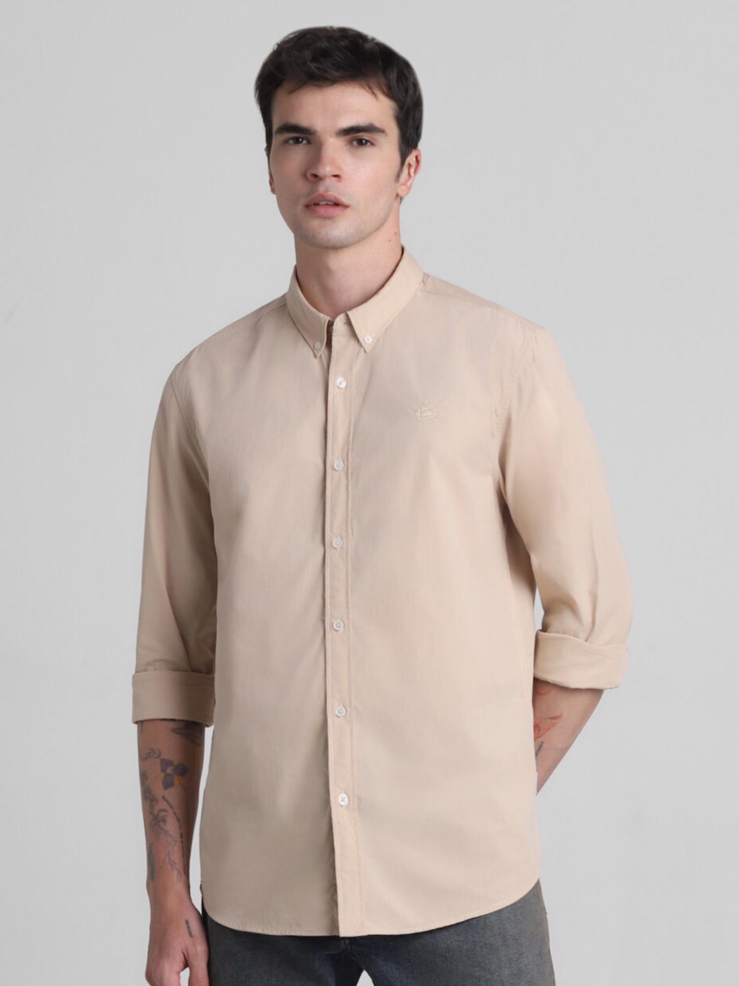 

Jack & Jones Slim Fit Opaque Pure Cotton Casual Shirt, Brown