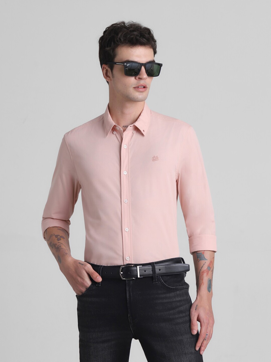 

Jack & Jones Slim Fit Opaque Cotton Casual Shirt, Pink