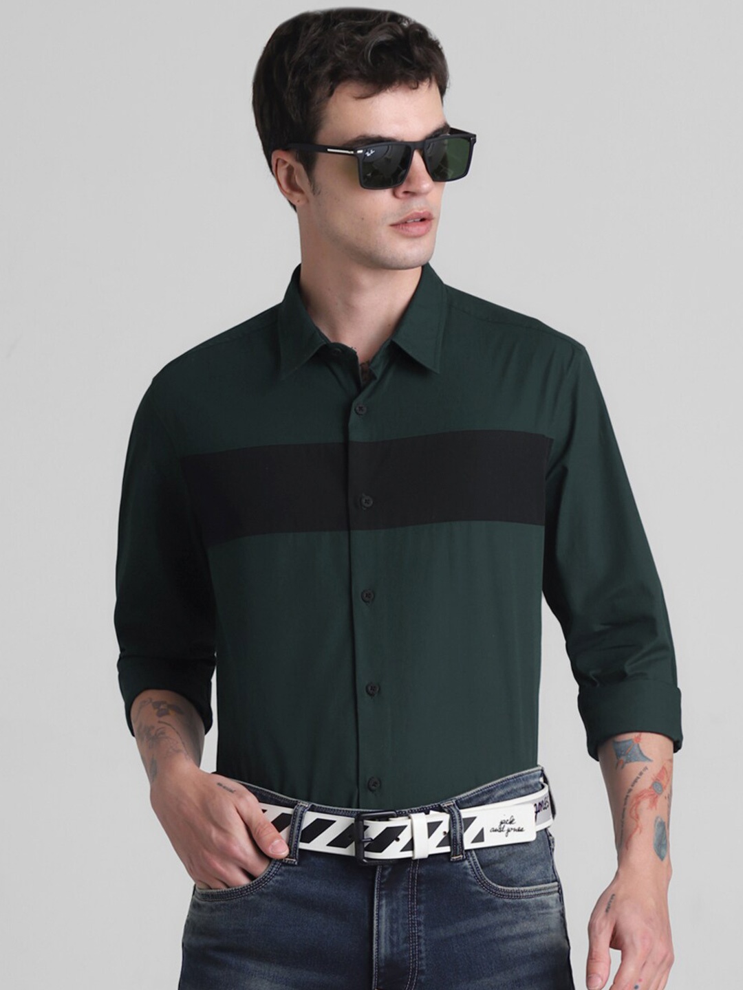 

Jack & Jones Slim Fit Opaque Pure Cotton Casual Shirt, Green