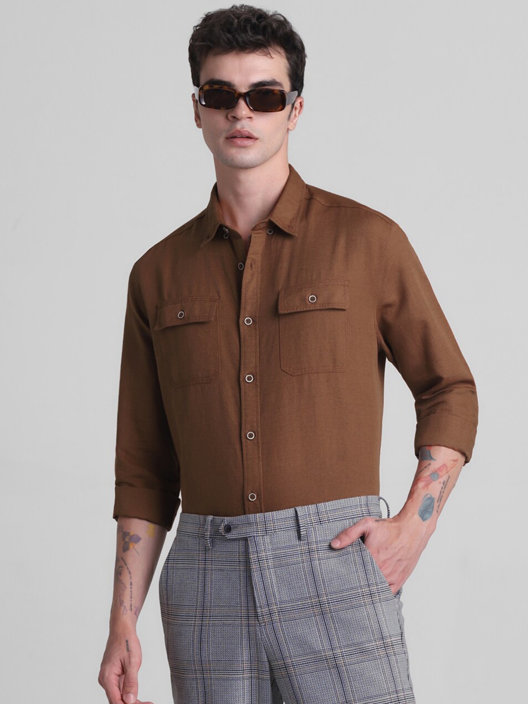 

Jack & Jones Slim Fit Opaque Casual Shirt, Brown