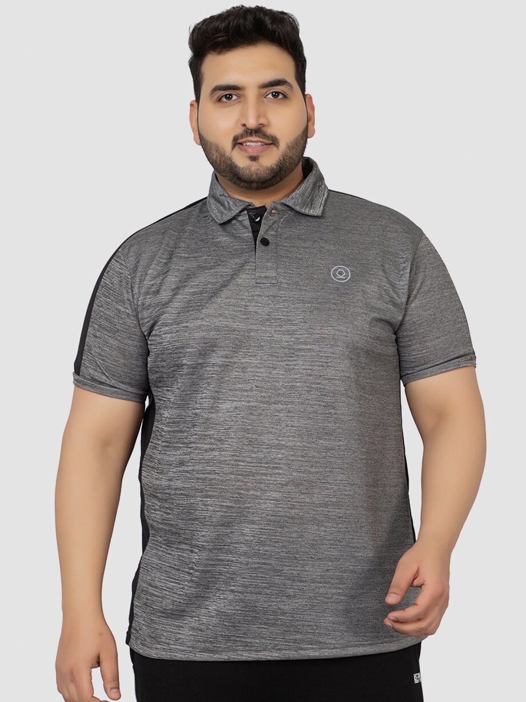 

CHKOKKO Plus Size Polo Collar Sports T-shirt, Grey