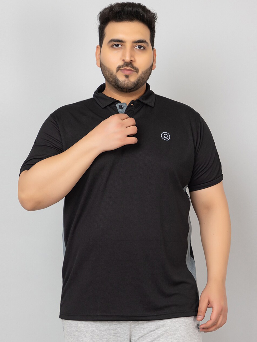 

CHKOKKO Plus Size Polo Collar Training or Gym Sports T-shirt, Black