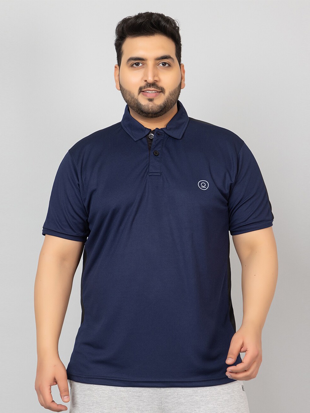 

CHKOKKO Plus Size Polo Collar Short Sleeves Regular Fit T-shirt, Navy blue