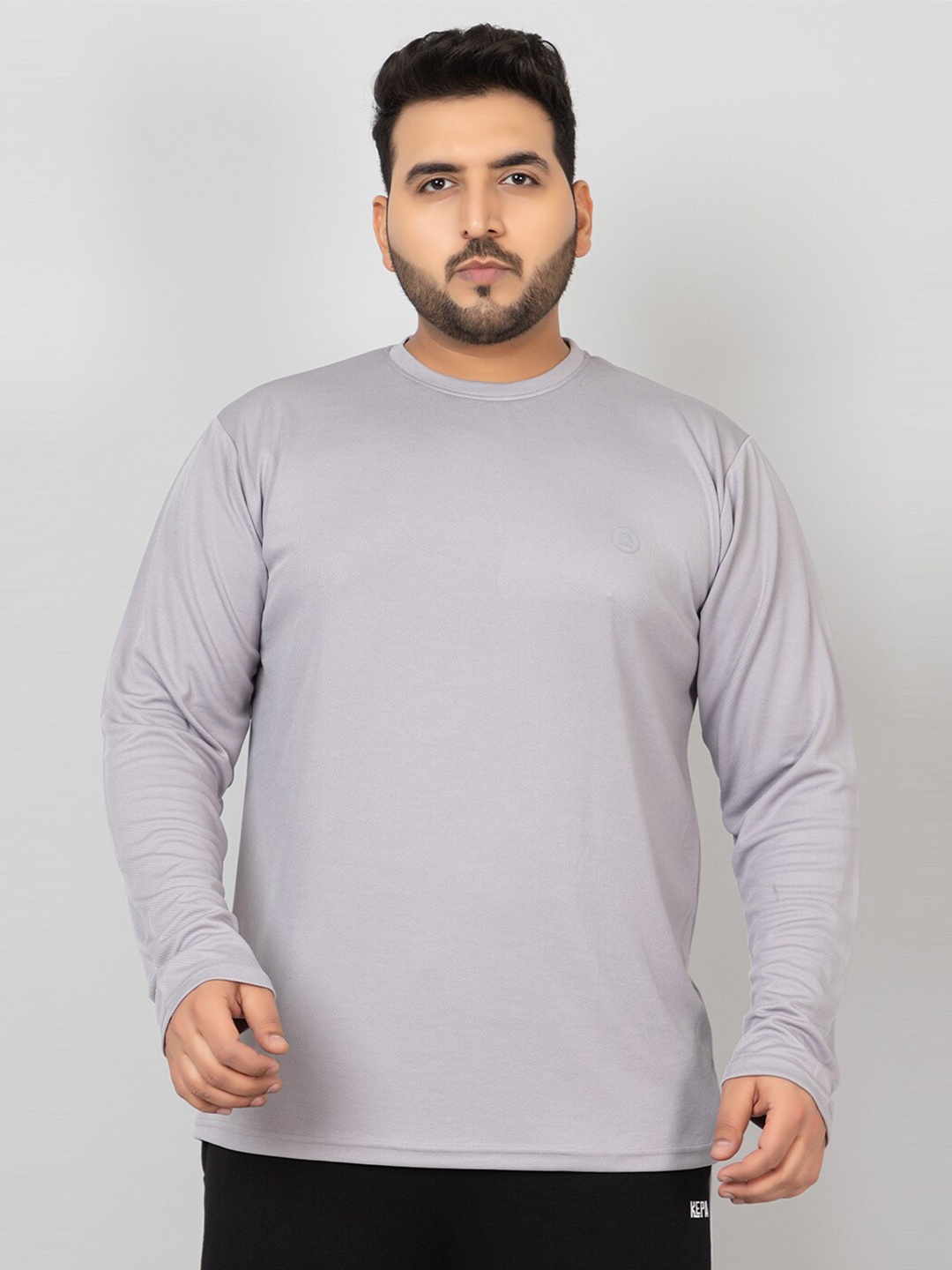 

CHKOKKO Plus Size Round Neck Regular Fit T-shirt, Grey