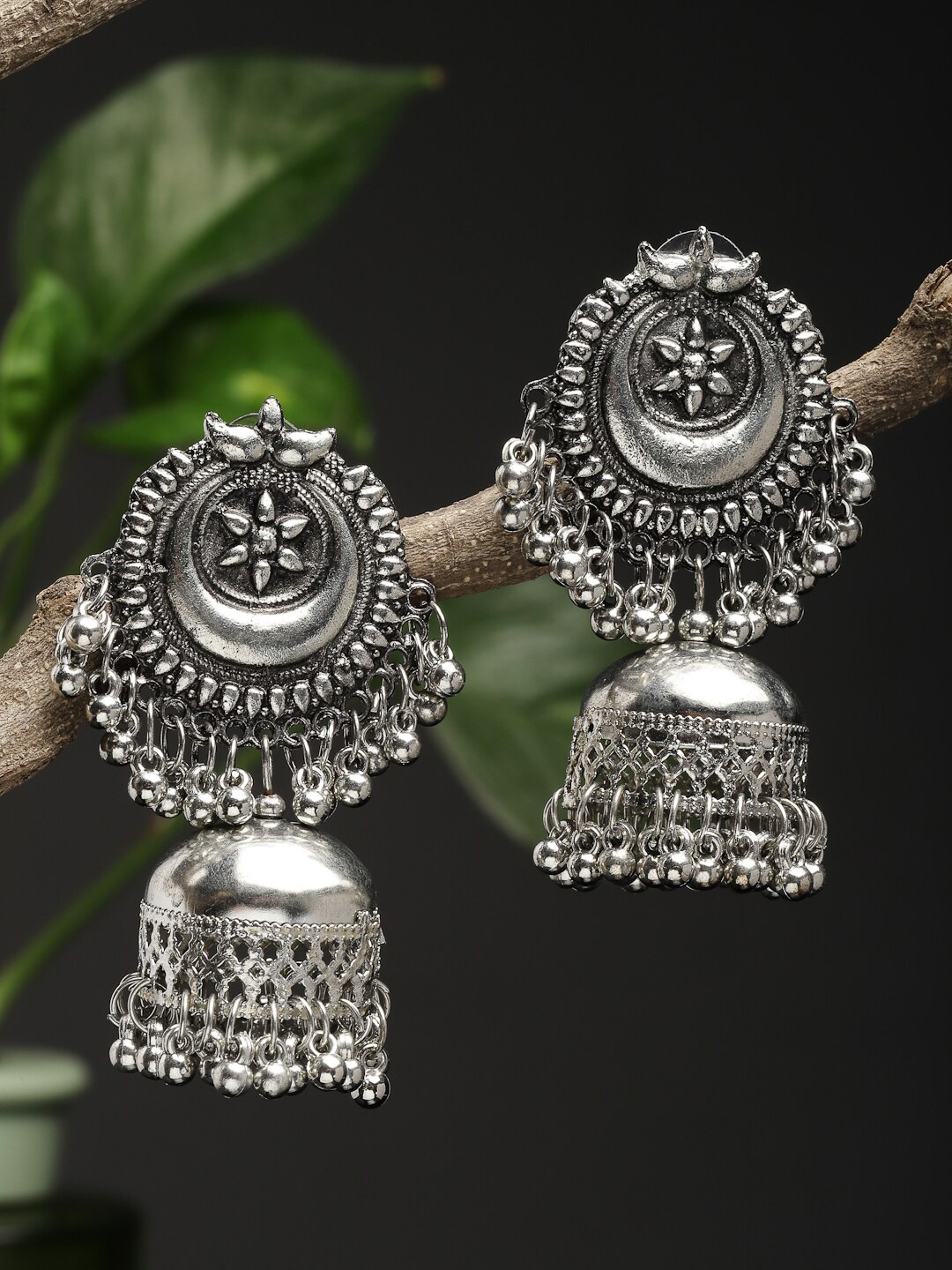 

CHUI MUI Ethnic Dome Shaped Jhumkas, Silver