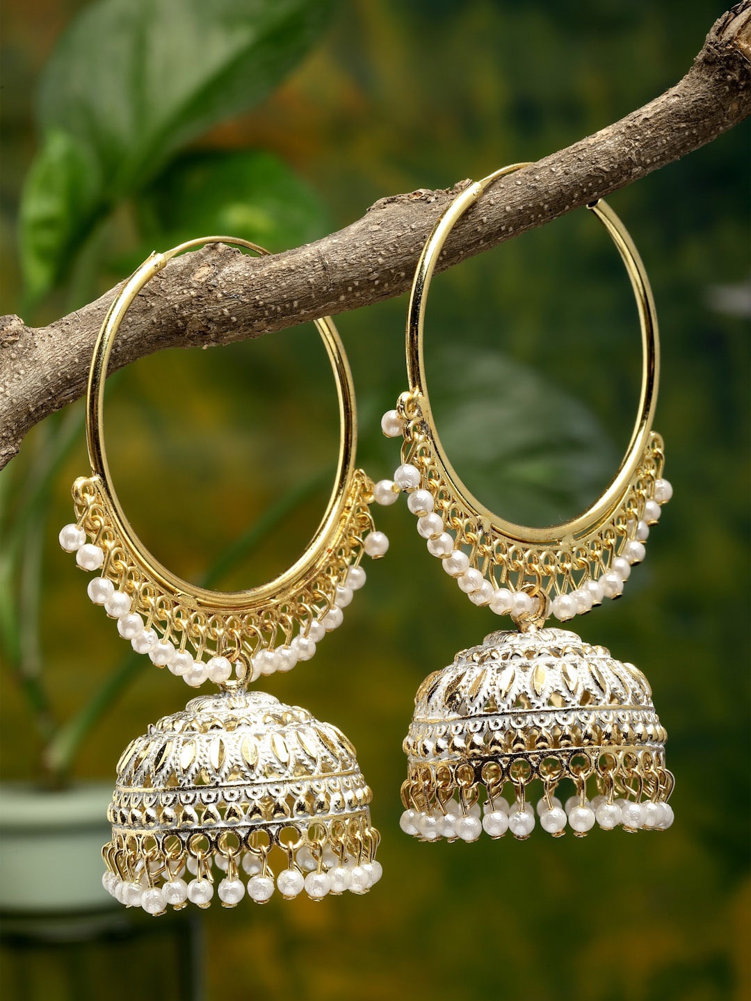

CHUI MUI Gold-Plated Beaded Dome Shaped Jhumkas