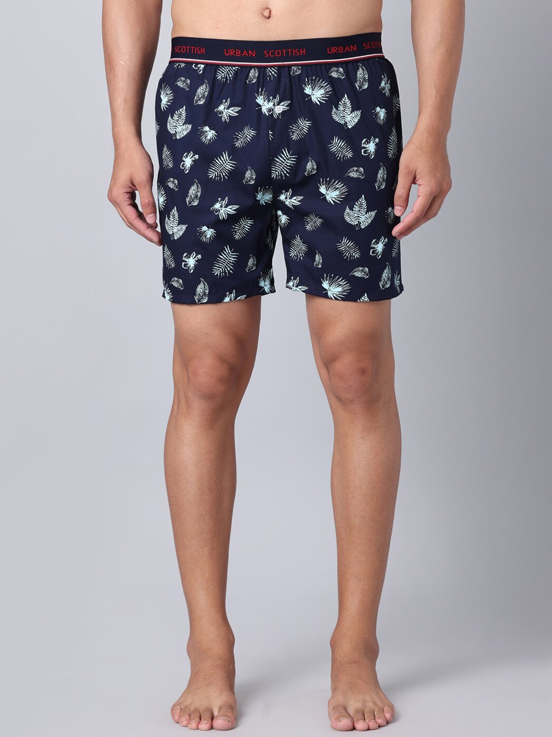 

URBAN SCOTTISH Printed Pure Cotton Boxers USBX055, Navy blue