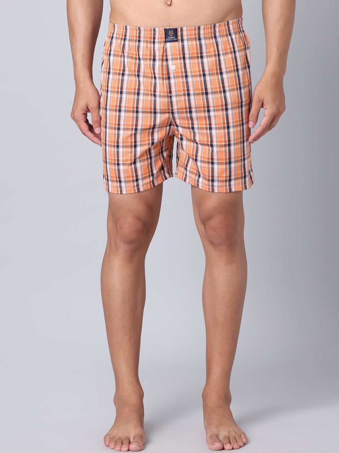 

URBAN SCOTTISH Checked Pure Cotton Boxers USBX048, Orange