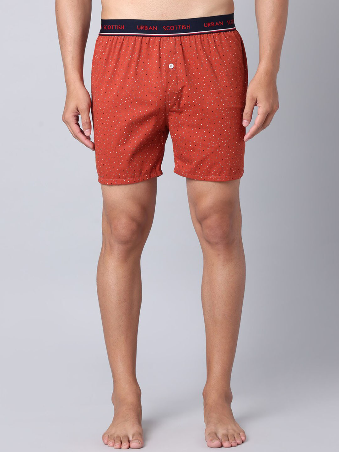 

URBAN SCOTTISH Printed Pure Cotton Boxers USBX061, Red
