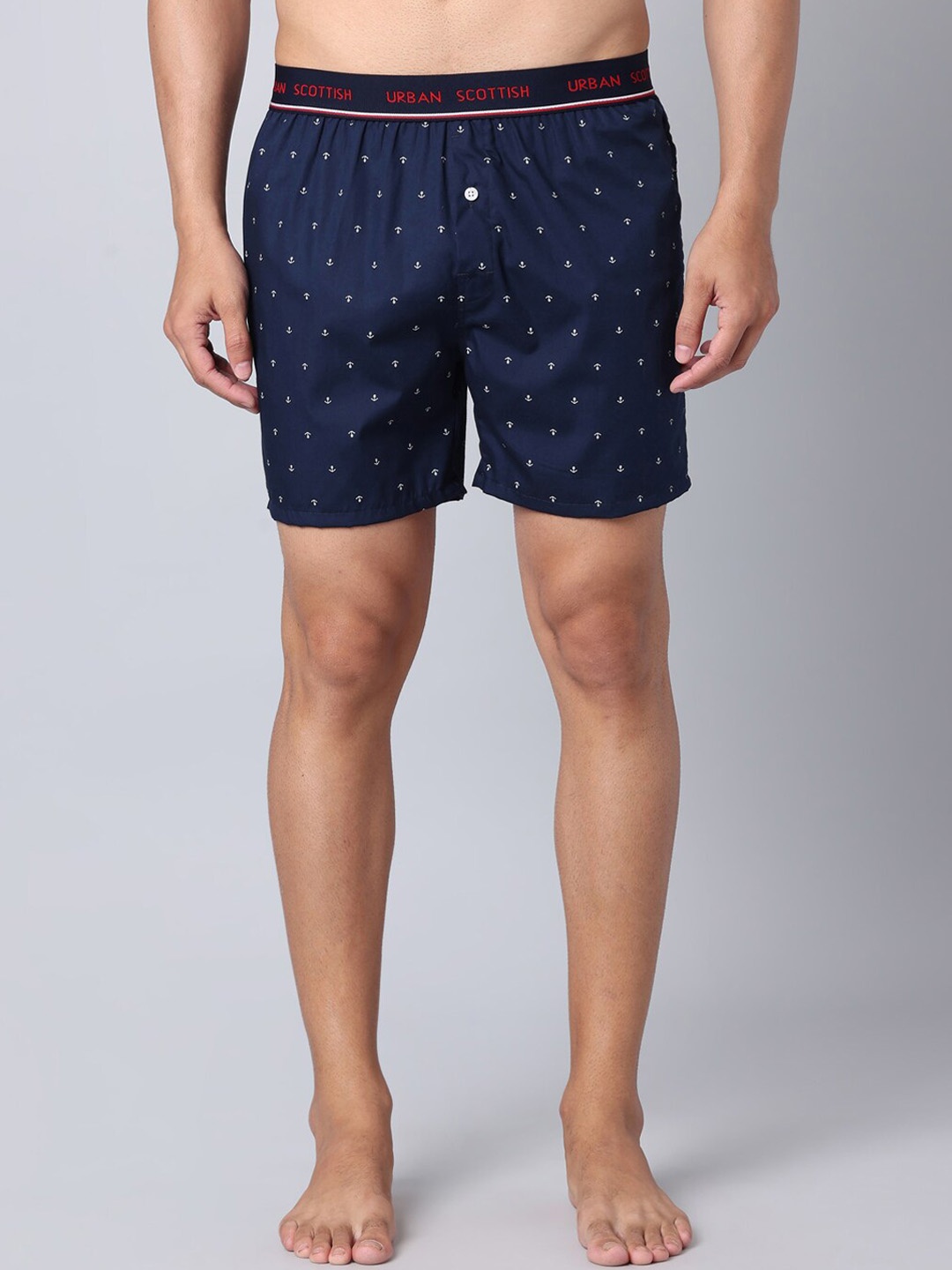 

URBAN SCOTTISH Printed Pure Cotton Boxers USBX060, Navy blue