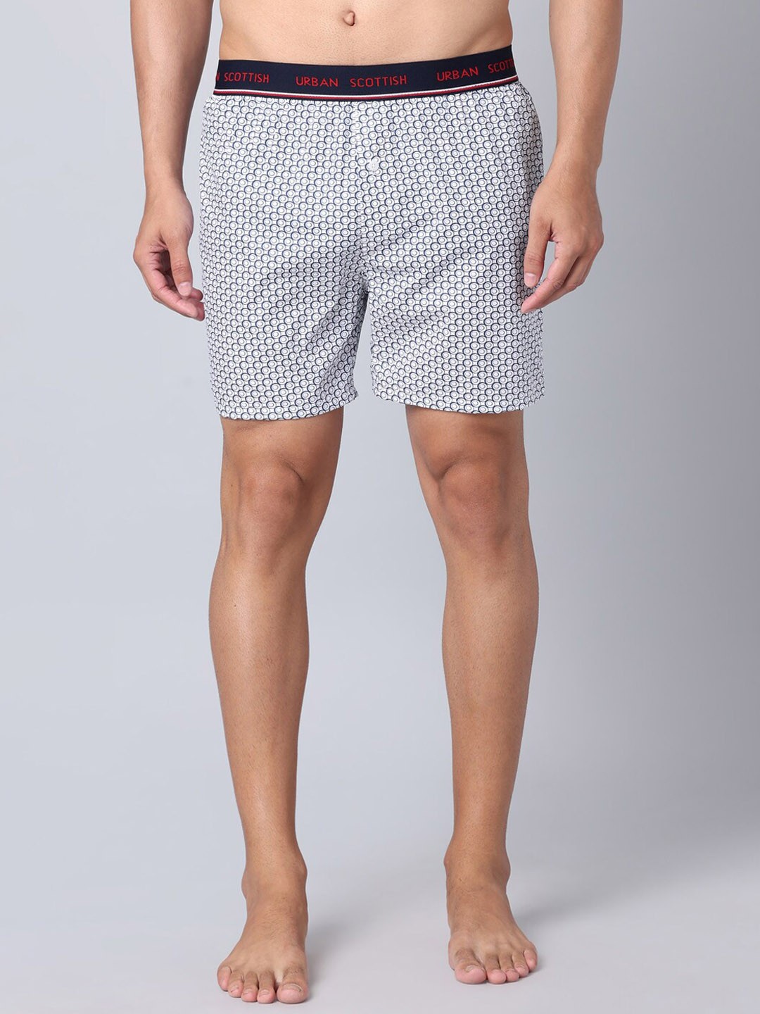 

URBAN SCOTTISH Printed Pure Cotton Boxers USBX052, White