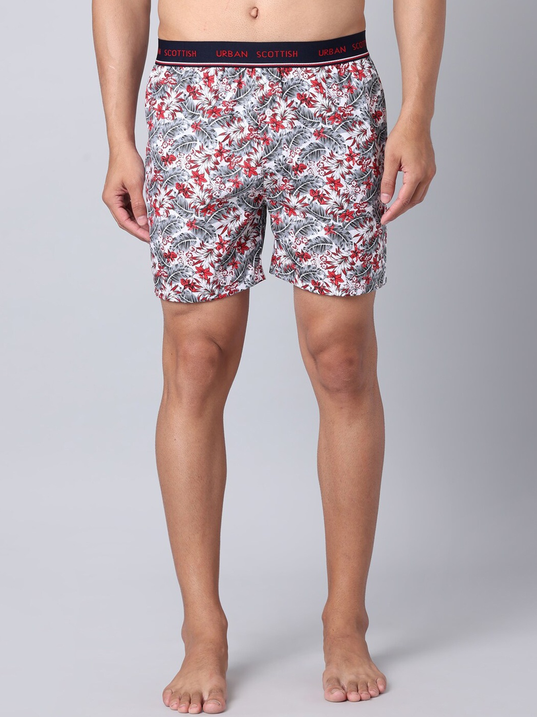 

URBAN SCOTTISH Printed Pure Cotton Boxers USBX056, White