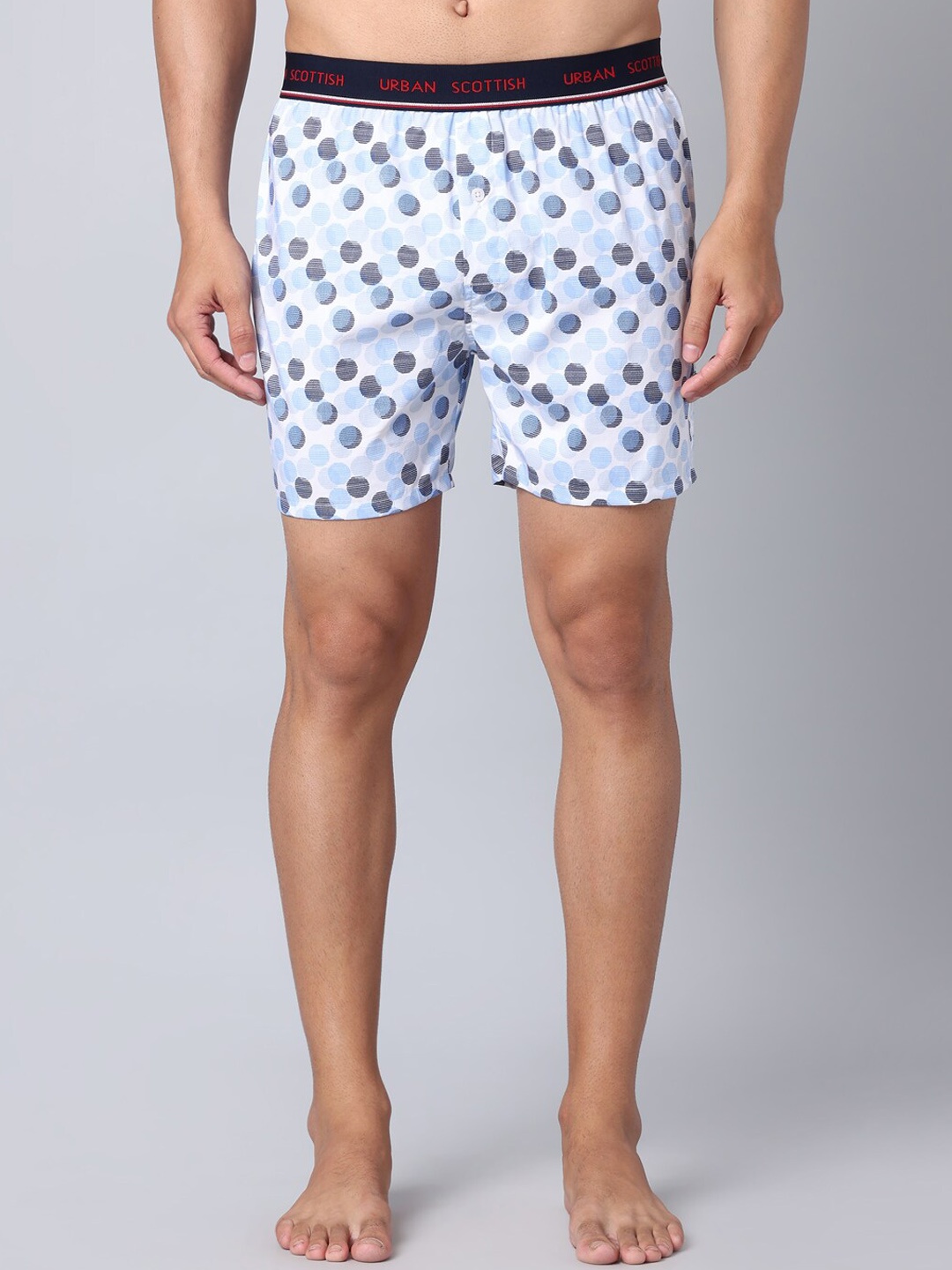 

URBAN SCOTTISH Printed Pure Cotton Boxers USBX057, Blue