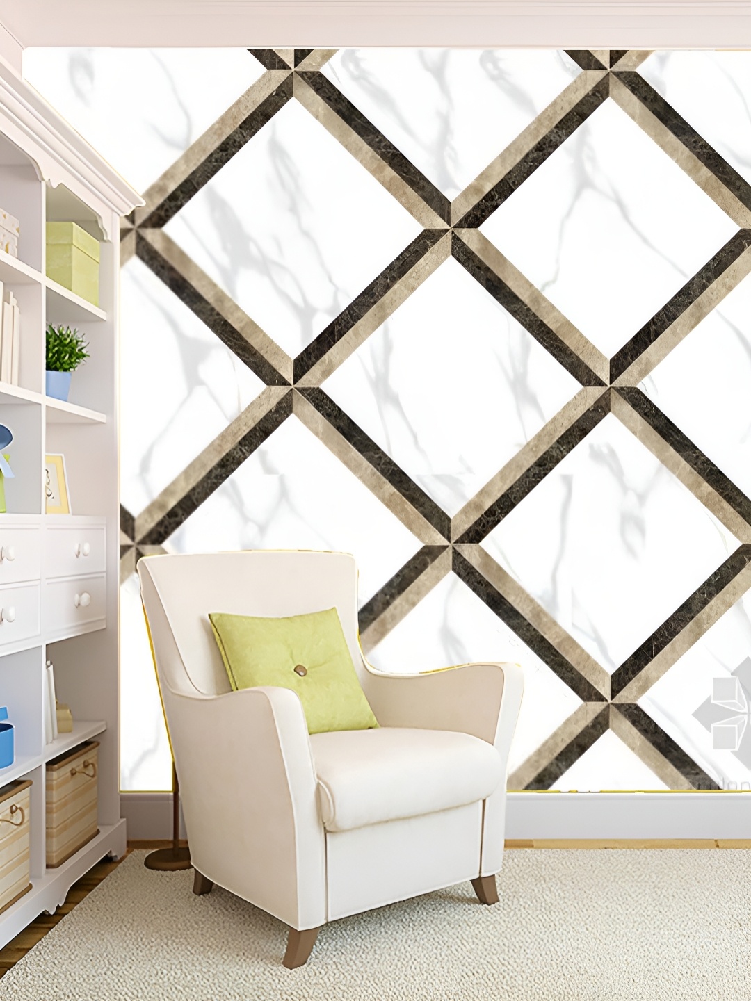 

KSHIRSA White & Brown Printed Self-Adhesive Laminated Wallpaper