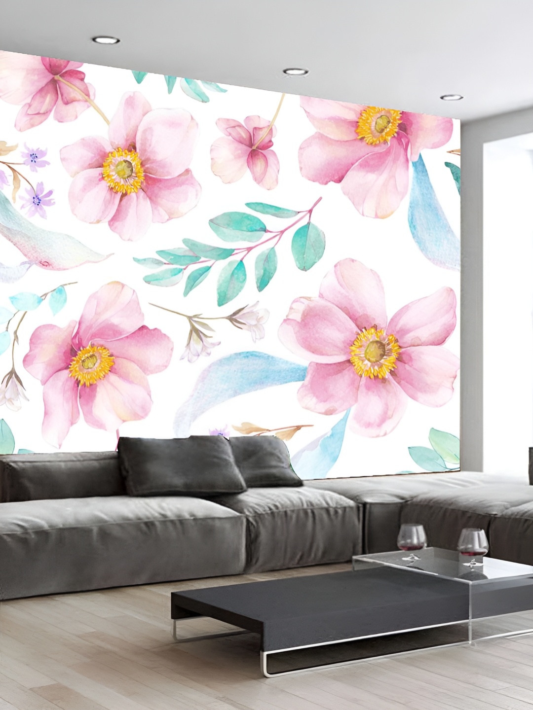 

KSHIRSA White & Pink Printed Self-Adhesive Laminated Wallpaper