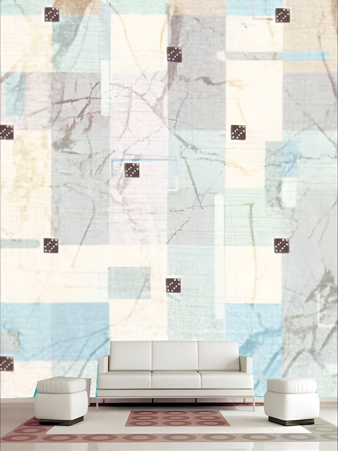 

KSHIRSA Beige & Blue Abstract Printed Self Adhesive Removable Wallpaper