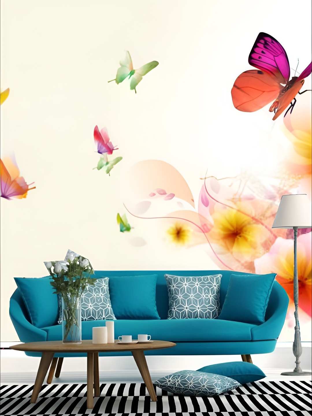 

KSHIRSA Beige & Pink Floral Printed Self Adhesive Wallpaper
