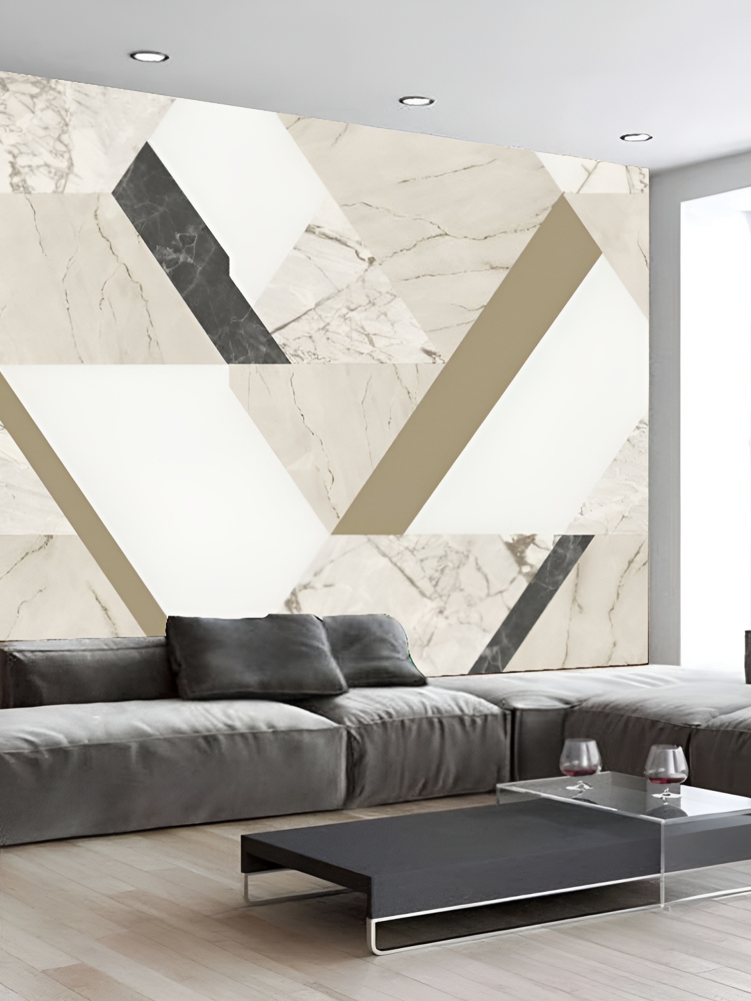 

KSHIRSA Beige & White Geometric Printed Self Adhesive Wallpaper