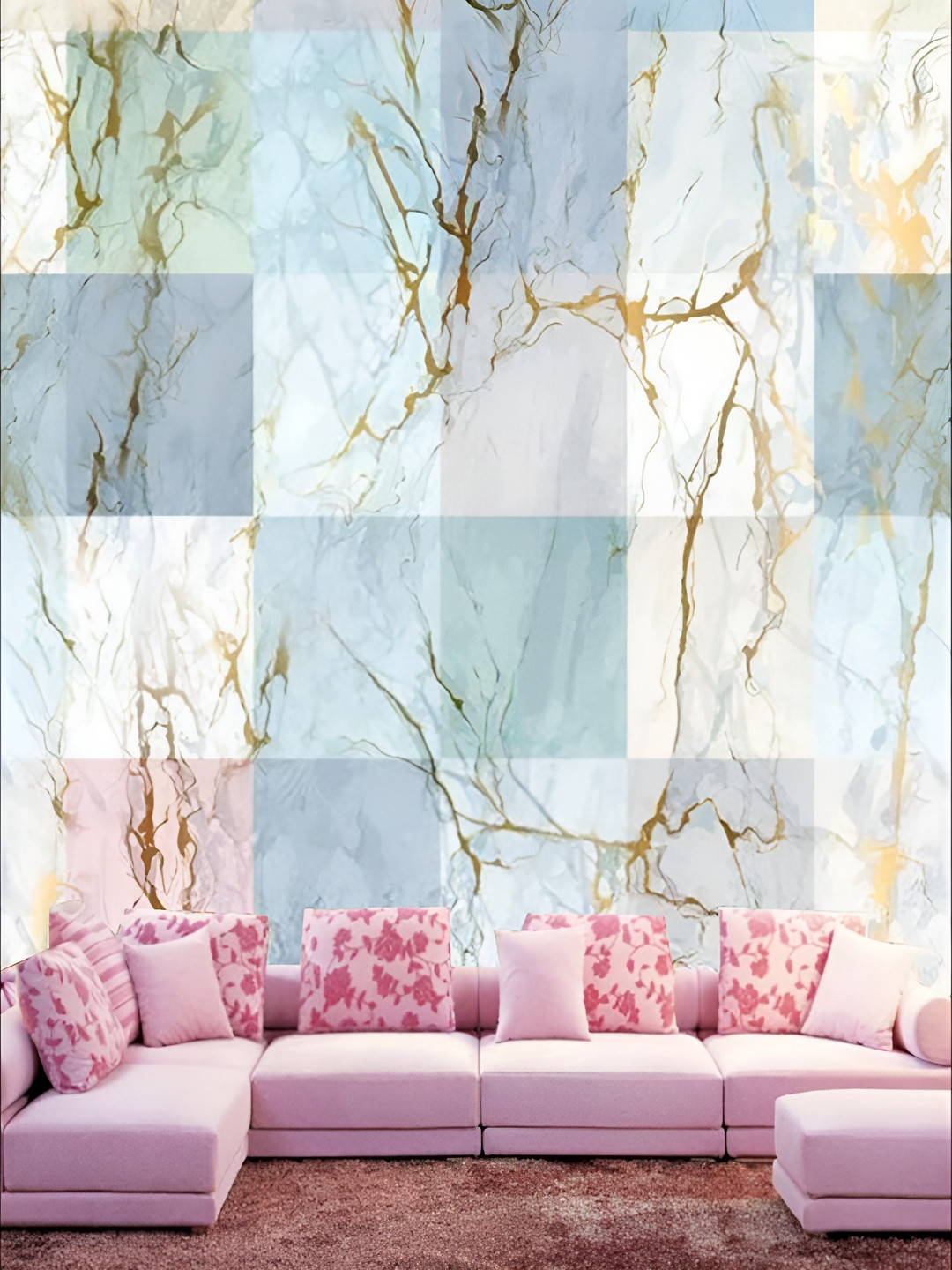 

KSHIRSA Blue & Grey Geometric Printed Self-Adhesive Laminated Wallpaper
