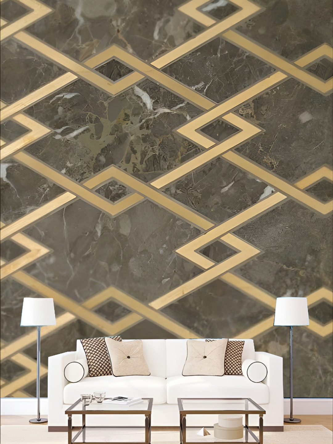 

KSHIRSA Grey & Brown Geometric Printed Self-Adhesive Laminated Wallpaper