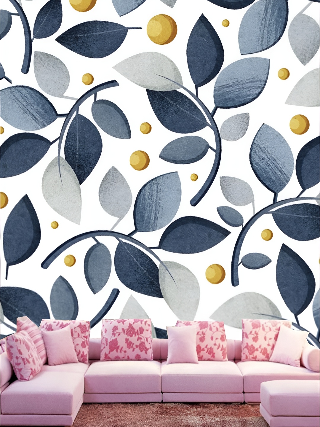 

KSHIRSA White & Grey Floral Printed Self-Adhesive & Removable Wallpaper