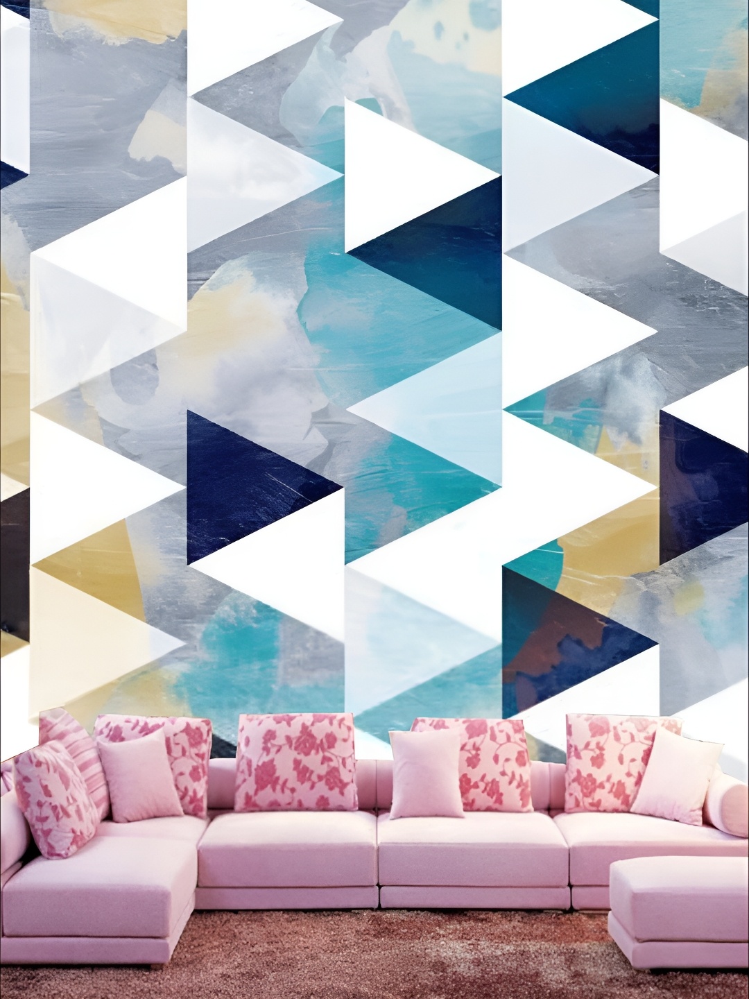 

KSHIRSA White & Blue Geometric Printed Self-Adhesive Wallpaper