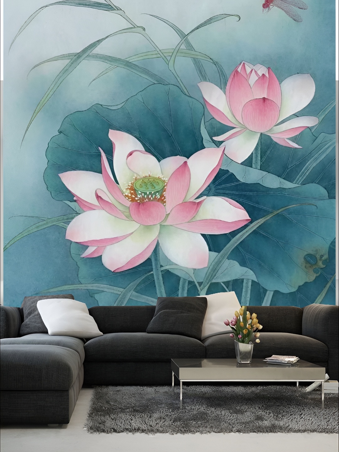 

KSHIRSA Blue & Pink Floral Printed Self-Adhesive Removable Wallpaper