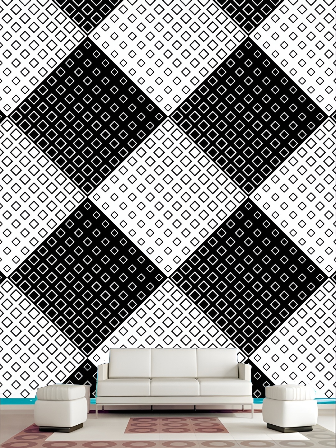 

KSHIRSA White & Black Abstract Printed Self-Adhesive & Removable Wallpaper