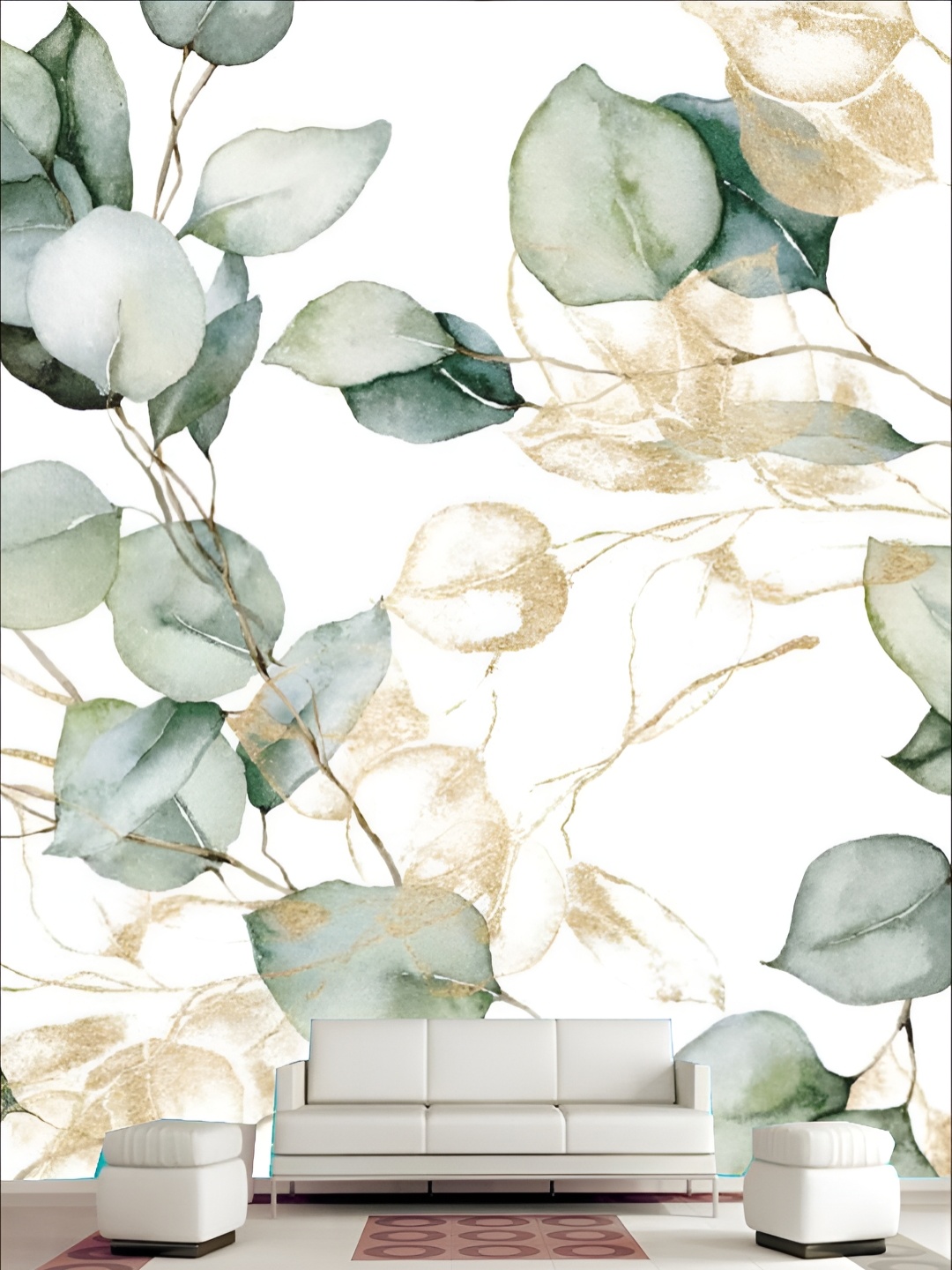 

KSHIRSA White & Green Leaves Printed Self Adhesive Removable Wallpaper