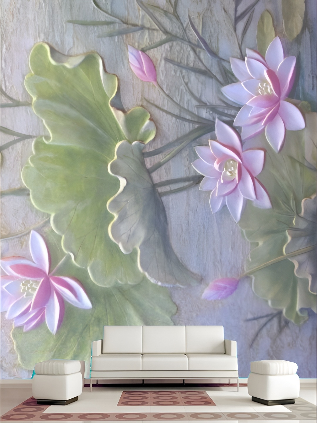 

KSHIRSA Grey & Pink Floral Printed Self Adhesive Removable Wallpaper