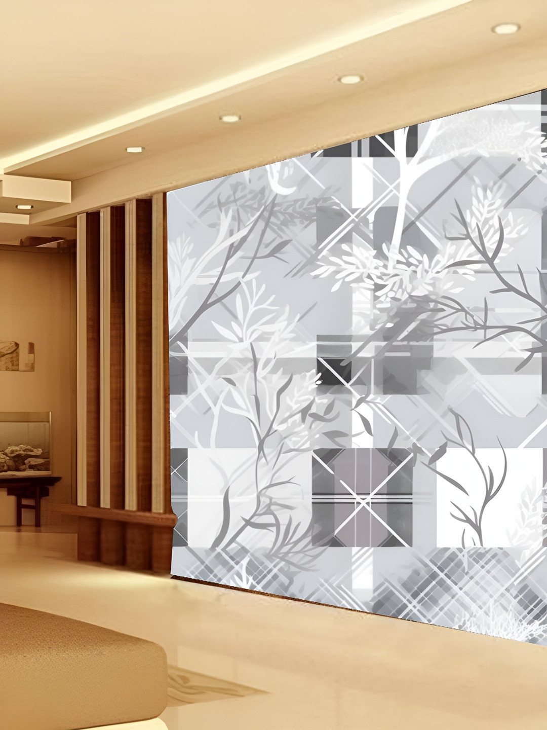 

KSHIRSA Grey & White Abstract Printed Self Adhesive Removable Wallpaper