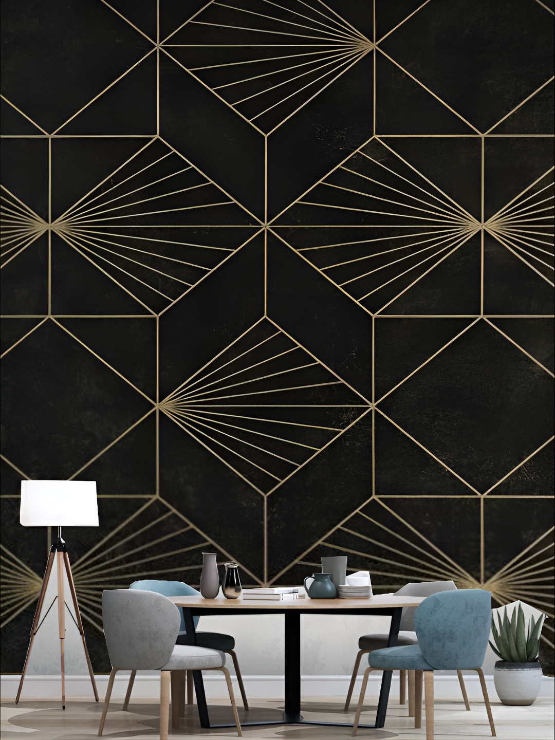 

KSHIRSA Black Abstract Printed Self Adhesive Removable Wallpaper