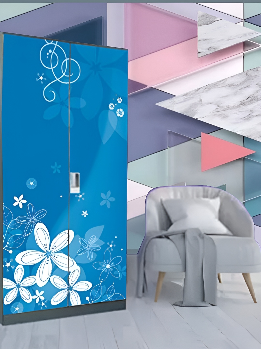 

KSHIRSA Pink & Green Geometric Printed Self Adhesive Removable Wallpaper